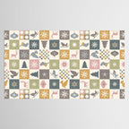 Retro Ditsy Holiday Icon Chequered Pattern - Earthy country style  Tablecloth Gallery Image 2