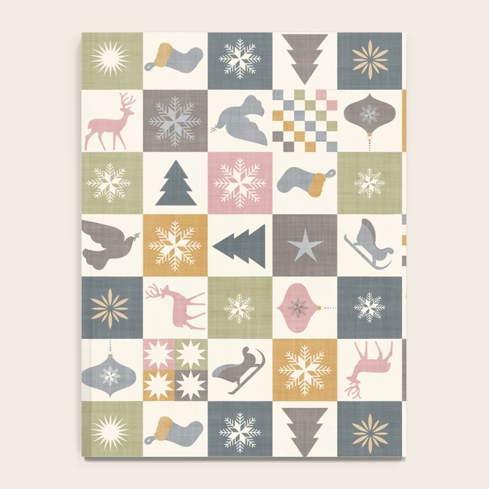 Retro Ditsy Holiday Icon Chequered Pattern - Earthy country style  Notebook Gallery Image 4