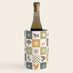 Retro Ditsy Holiday Icon Chequered Pattern - Earthy country style  Wine Chiller Gallery Image 1