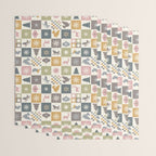Retro Ditsy Holiday Icon Chequered Pattern - Earthy country style  Wrapping Paper Gallery Image 3