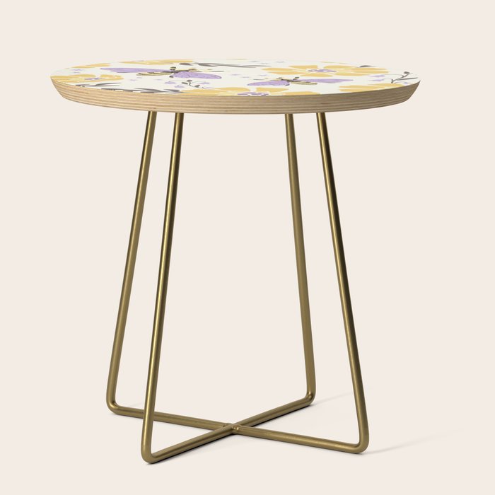 Honey Bees and Flowers - Yellow and Lavender Purple Side Table Gallery Image 1