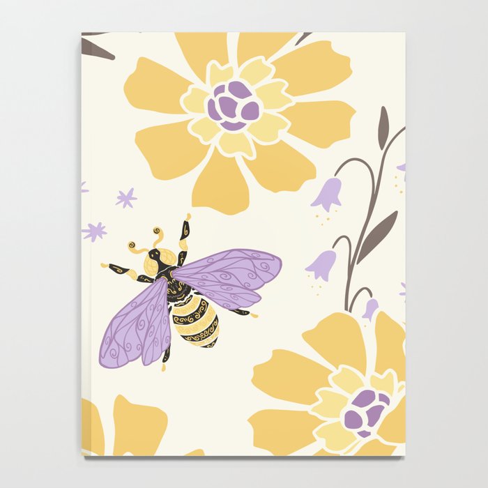 Honey Bees and Flowers - Yellow and Lavender Purple Notebook Gallery Image 4