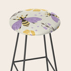 Honey Bees and Flowers - Yellow and Lavender Purple Stool Gallery Image 2