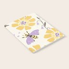 Honey Bees and Flowers - Yellow and Lavender Purple Notebook Gallery Image 2