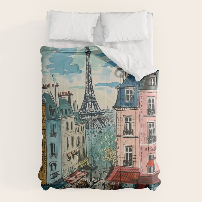 Paris Illustration Comforter Gallery Image 6