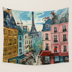 Paris Illustration Wall Tapestry Gallery Image 4