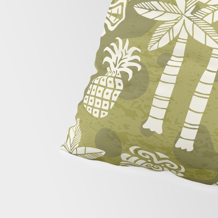 Retro Mid Century Modern Tiki Pattern 523 Olive Green Pillow Sham Gallery Image 4
