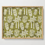 Retro Mid Century Modern Tiki Pattern 523 Olive Green Serving Tray Gallery Image 1