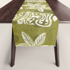 Retro Mid Century Modern Tiki Pattern 523 Olive Green Table Runner Gallery Image 1