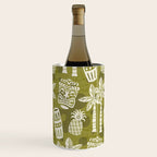 Retro Mid Century Modern Tiki Pattern 523 Olive Green Wine Chiller Gallery Image 2