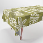 Retro Mid Century Modern Tiki Pattern 523 Olive Green Tablecloth Gallery Image 1