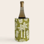 Retro Mid Century Modern Tiki Pattern 523 Olive Green Wine Chiller Gallery Image 3