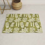 Retro Mid Century Modern Tiki Pattern 523 Olive Green Rug Gallery Image 1