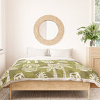 Retro Mid Century Modern Tiki Pattern 523 Olive Green Duvet Cover Gallery Image 3