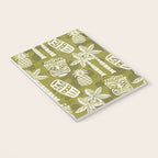 Retro Mid Century Modern Tiki Pattern 523 Olive Green Notebook Gallery Image 3