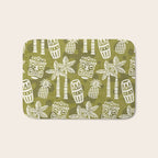 Retro Mid Century Modern Tiki Pattern 523 Olive Green Bath Mat Gallery Image 1