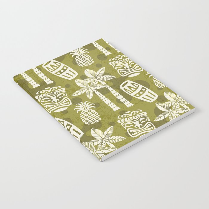 Retro Mid Century Modern Tiki Pattern 523 Olive Green Notebook Gallery Image 2