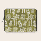 Retro Mid Century Modern Tiki Pattern 523 Olive Green Laptop Sleeve Gallery Image 1