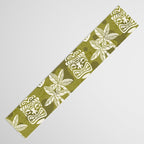 Retro Mid Century Modern Tiki Pattern 523 Olive Green Table Runner Gallery Image 3