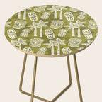 Retro Mid Century Modern Tiki Pattern 523 Olive Green Side Table Gallery Image 2
