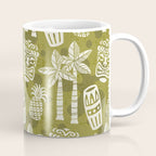 Retro Mid Century Modern Tiki Pattern 523 Olive Green Coffee Mug Gallery Image 1