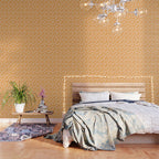 Mid Century Modern Piquet Abstract Multi Pattern in Light Pumpkin Orange Wallpaper Gallery Image 3