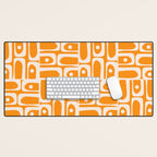 Mid Century Modern Piquet Abstract Multi Pattern in Light Pumpkin Orange Desk Mat Gallery Image 1