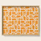 Mid Century Modern Piquet Abstract Multi Pattern in Light Pumpkin Orange Serving Tray Gallery Image 1