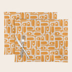 Mid Century Modern Piquet Abstract Multi Pattern in Light Pumpkin Orange Placemat Gallery Image 1