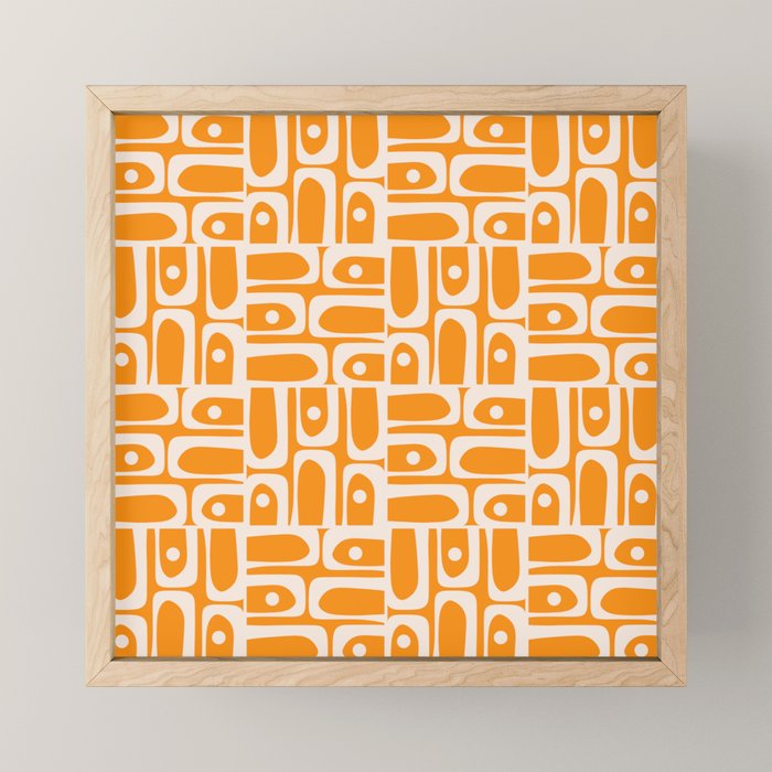 Mid Century Modern Piquet Abstract Multi Pattern in Light Pumpkin Orange Mini Art Print Gallery Image 1