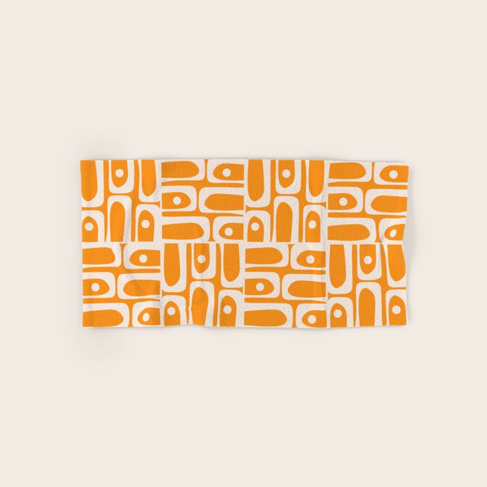 Mid Century Modern Piquet Abstract Multi Pattern in Light Pumpkin Orange Bath Towel Gallery Image 1