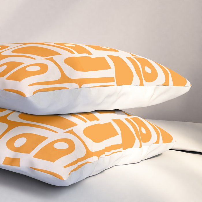 Mid Century Modern Piquet Abstract Multi Pattern in Light Pumpkin Orange Pillow Sham Gallery Image 3
