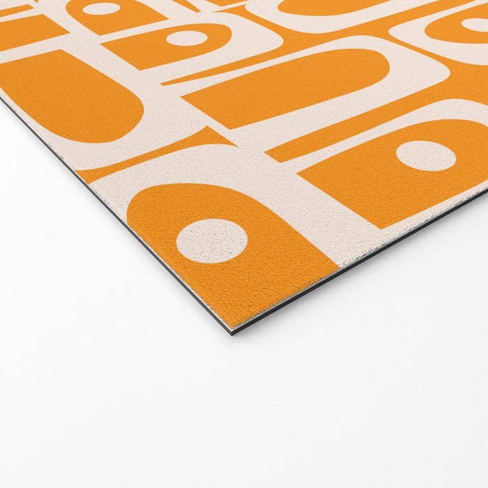 Mid Century Modern Piquet Abstract Multi Pattern in Light Pumpkin Orange Welcome Mat Gallery Image 2