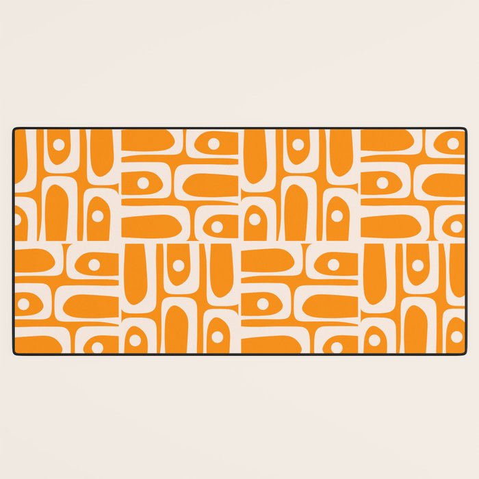 Mid Century Modern Piquet Abstract Multi Pattern in Light Pumpkin Orange Desk Mat Gallery Image 3