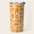Mid Century Modern Piquet Abstract Multi Pattern in Light Pumpkin Orange Travel Mug Gallery Image 2
