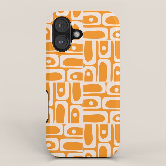 Mid Century Modern Piquet Abstract Multi Pattern in Light Pumpkin Orange iPhone Case Gallery Image 1