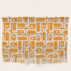 Mid Century Modern Piquet Abstract Multi Pattern in Light Pumpkin Orange Wall Hanging Gallery Image 1
