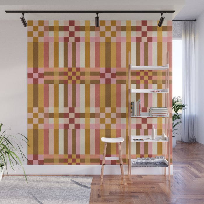 Woven Checks and Stripes - Harvest Gold Wall Mural Gallery Image 1