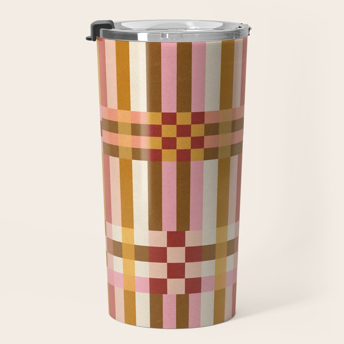 Woven Checks and Stripes - Harvest Gold Travel Mug Gallery Image 3