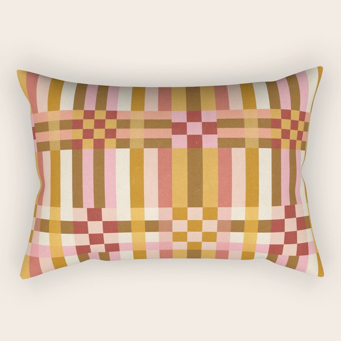 Woven Checks and Stripes - Harvest Gold Rectangular Pillow Gallery Image 2