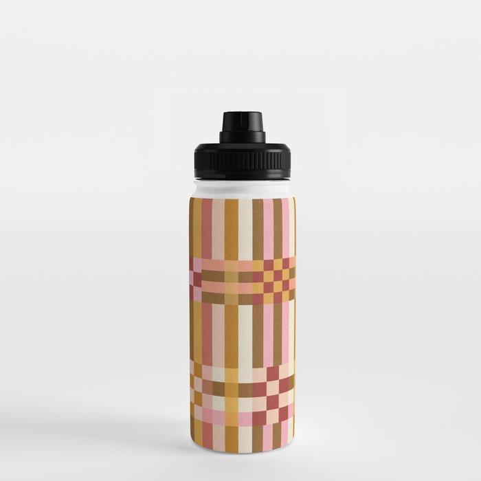 Woven Checks and Stripes - Harvest Gold Water Bottle Gallery Image 3