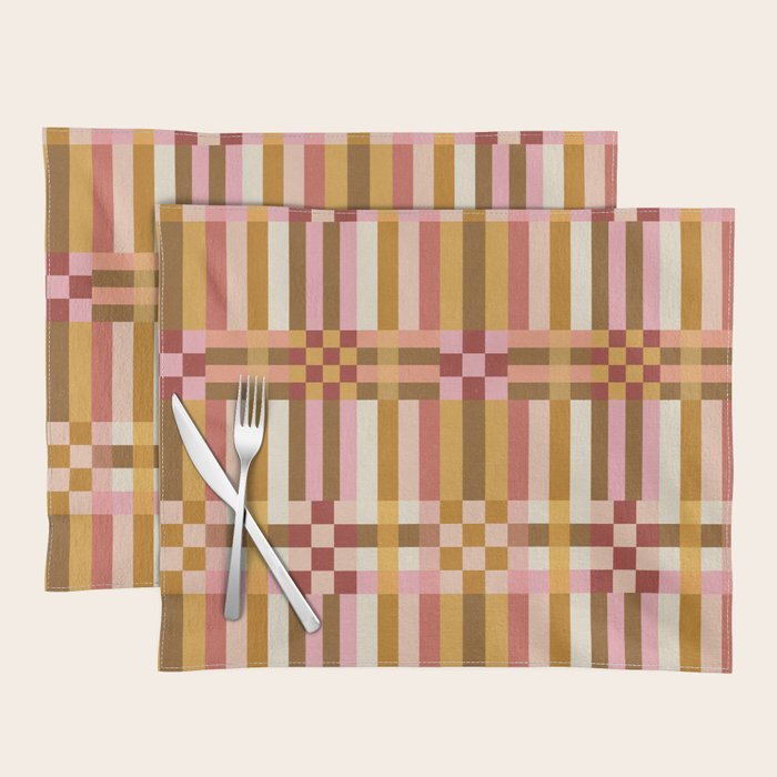 Woven Checks and Stripes - Harvest Gold Placemat Gallery Image 1
