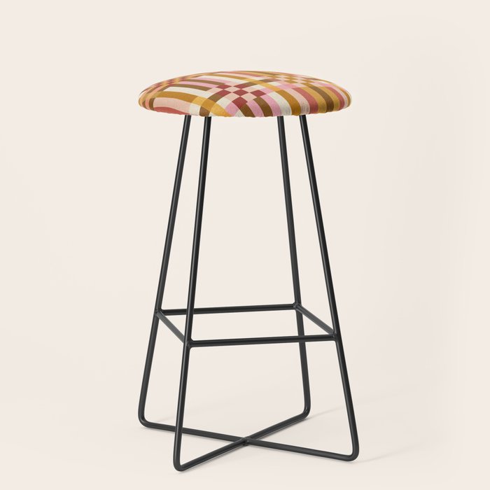 Woven Checks and Stripes - Harvest Gold Stool Gallery Image 1