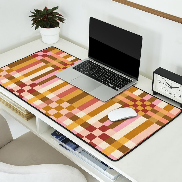 Woven Checks and Stripes - Harvest Gold Desk Mat Gallery Image 2