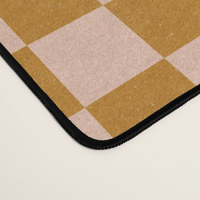 Woven Checks and Stripes - Harvest Gold Desk Mat Gallery Image 4