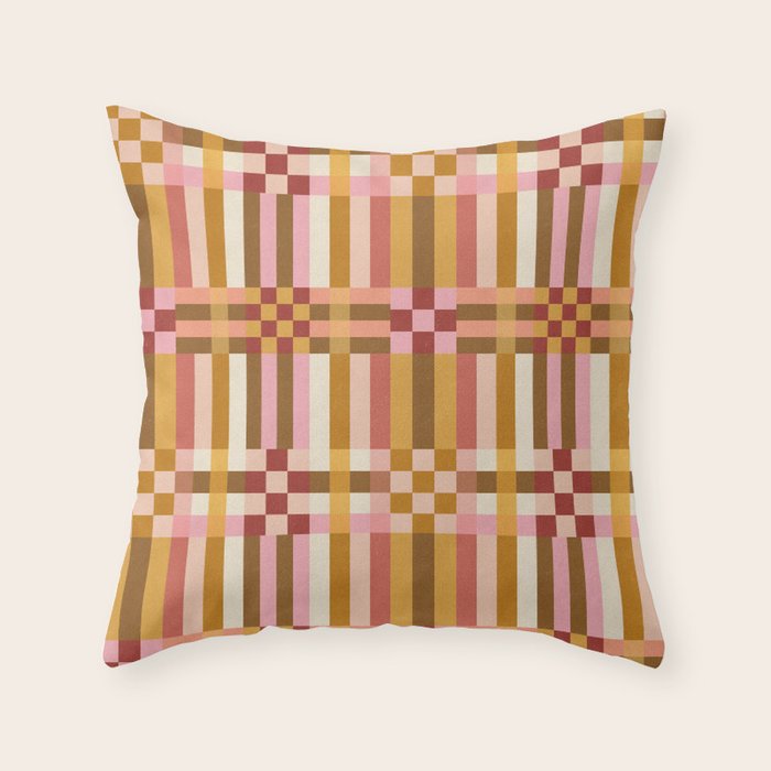 Woven Checks and Stripes - Harvest Gold Throw Pillow Gallery Image 6