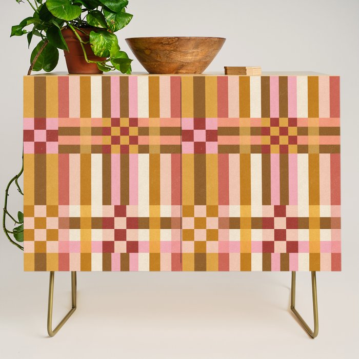 Woven Checks and Stripes - Harvest Gold Credenza Gallery Image 1