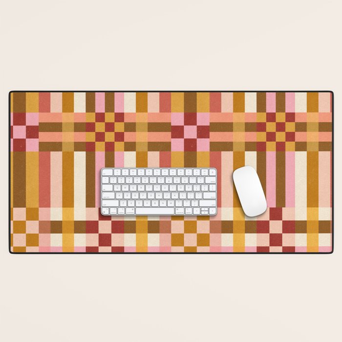 Woven Checks and Stripes - Harvest Gold Desk Mat Gallery Image 1