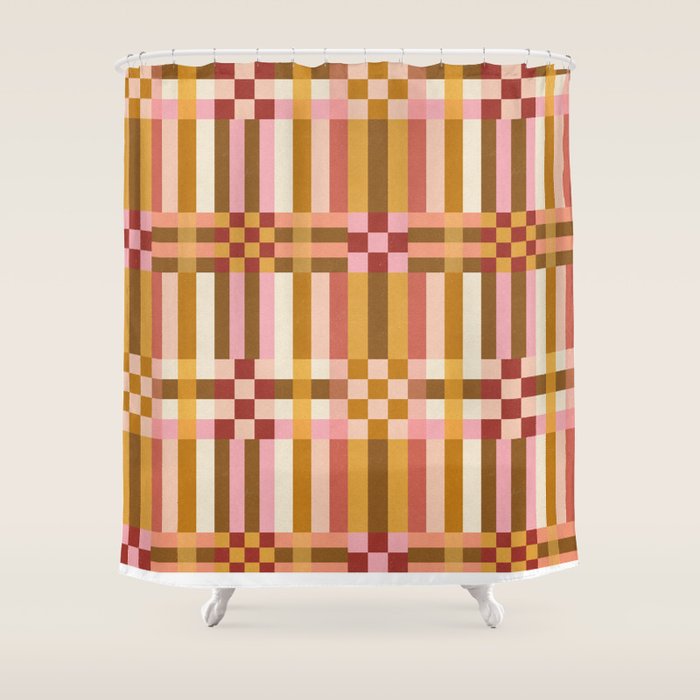 Woven Checks and Stripes - Harvest Gold Shower Curtain Gallery Image 1