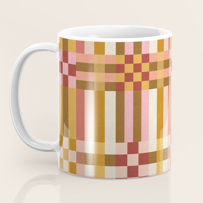 Woven Checks and Stripes - Harvest Gold Coffee Mug Gallery Image 3